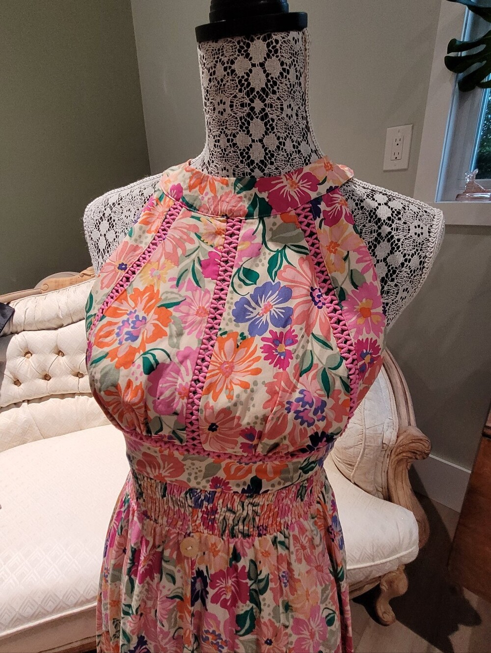 Abel the Label Anthropologie Boho Romantic Floral Halter Maxi Dress